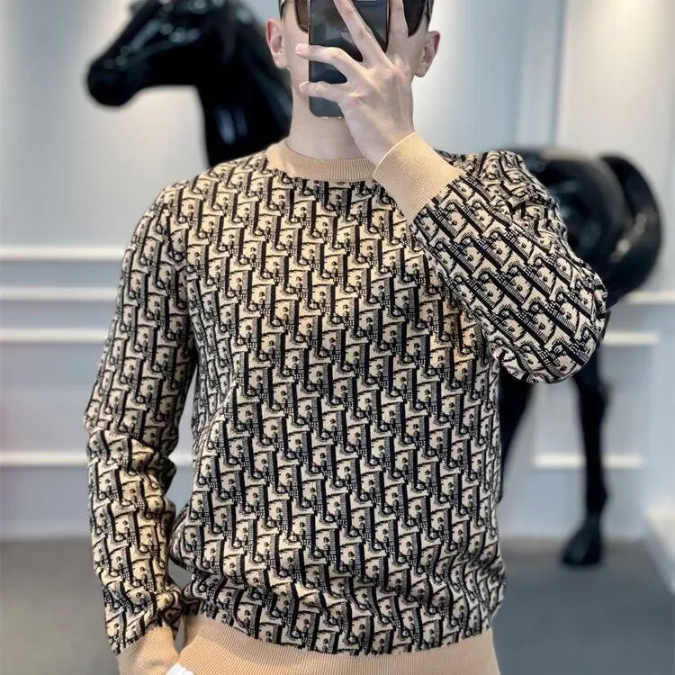 Men's Long Sleeve O Neck Pullover Sweater Slim Fit Knit Sweaters Lightweight Dress Casual Sweater Business Solid Color Outwear