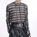 Mens Tops Fashion Letter Print Mesh Bottoming Shirt Men 2024 New American High Street Inner Wear Boys Hollow Long Sleeve T-Shirt