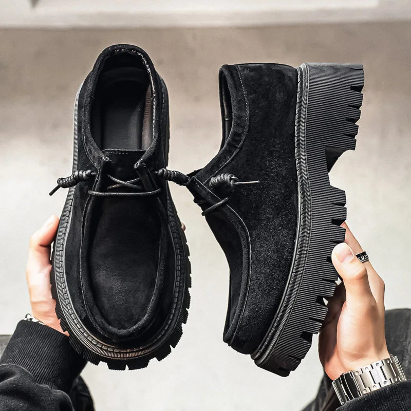 Men's Shoes New Style High-heel Thick-soled Loafers, Durable and Retro Casual Shoes, Everyday Street Trend Sneakers