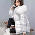 2025 Winter Fashion New Warm Duck Down Jacket Women's Clothes Glossy Fur collar Thicken Parka Short Down Coat Female Trend