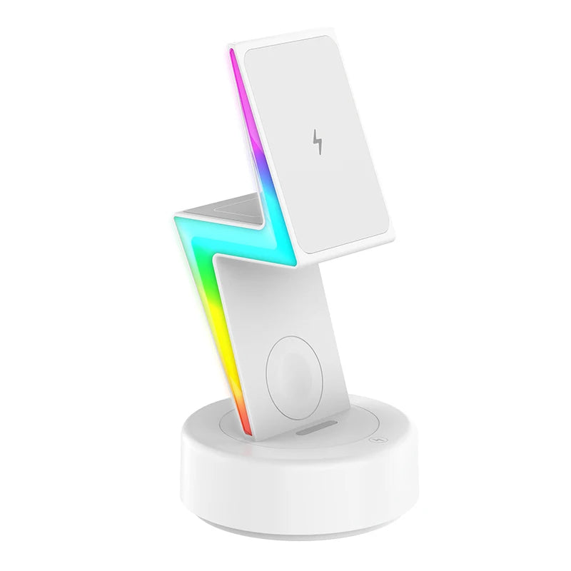 Arrival 3 in 1 wireless charger RGB light suitable for phone holder magnetic wireless charging