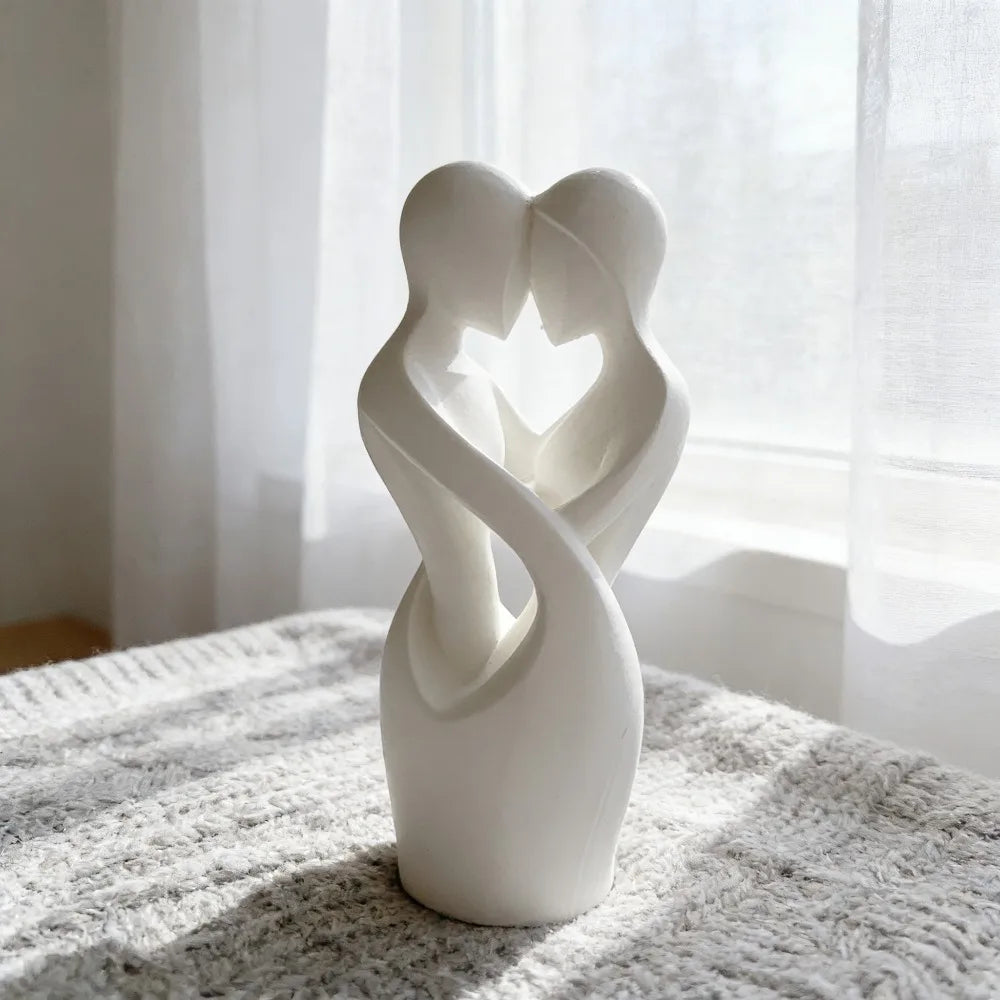 Sculptures of Intertwined Lovers, Modern Minimalist Sculptures of Lovers Embracing Each Other, Valentine's Day Home Decorations