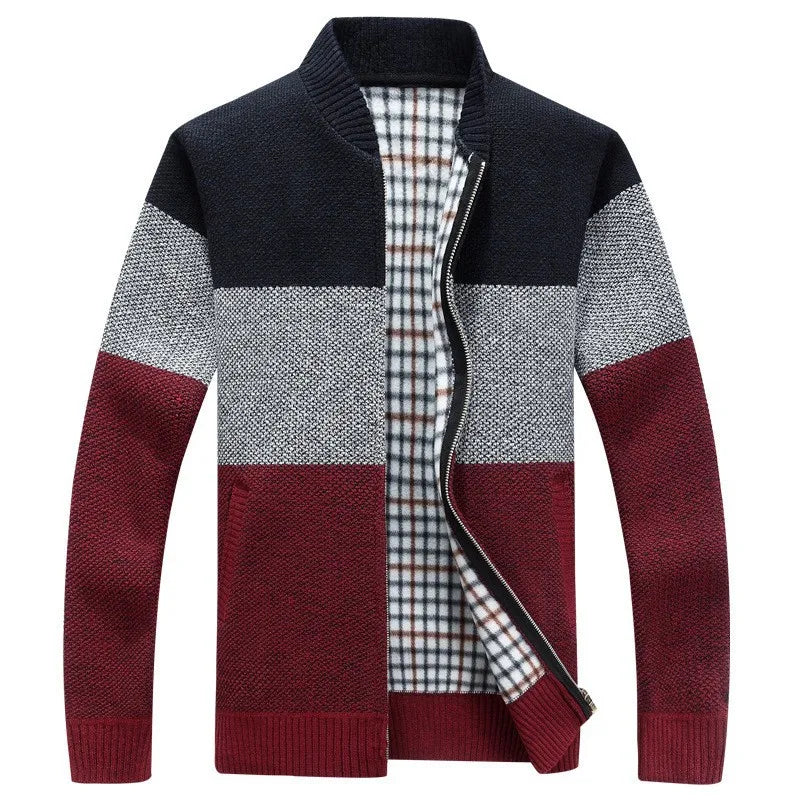 Men's Fleece Lined Knit Cardigan Sweater Winter Warm Long Sleeve Outdoor Jacket Sports Pullover Coats for Men Fashion Knitwear