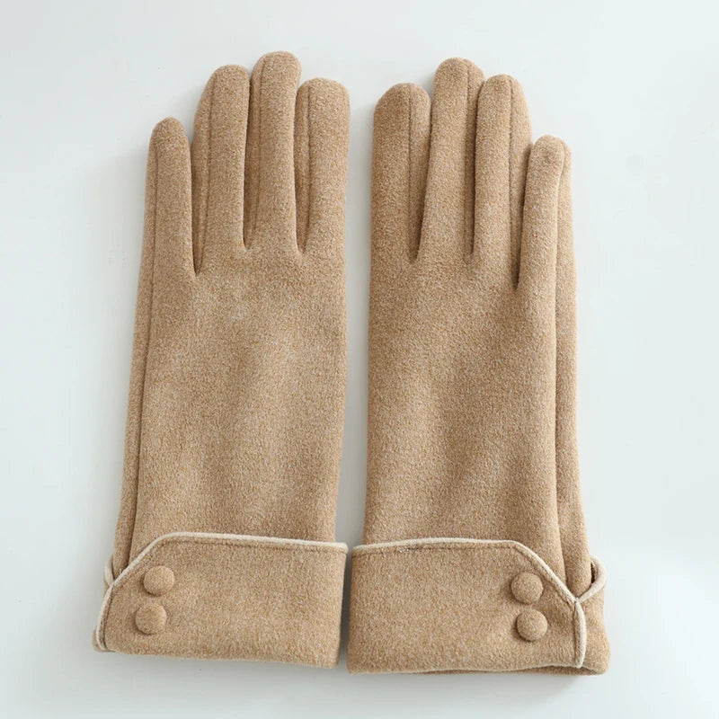 1 pair of women's warm gloves suitable for women, with fleece lining, windproof and cold-resistant, available in multiple colors, elegant and stylish gloves