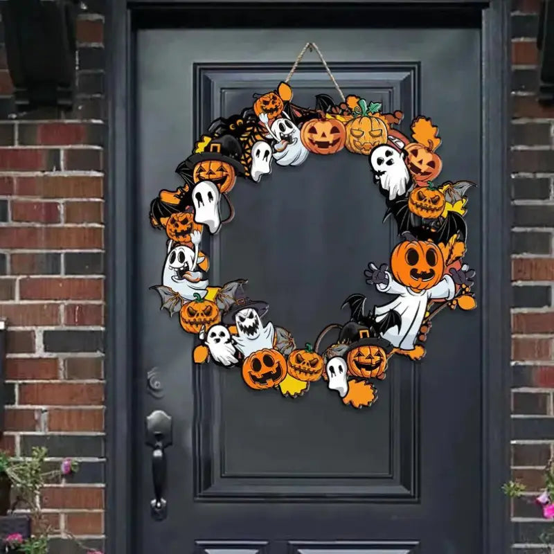 Halloween Wooden Sign Pumpkin Ghost Hanging Wood Plaque Wreath Accessory Home Wall Room Cafe Shop DIY Holiday Party Decoration