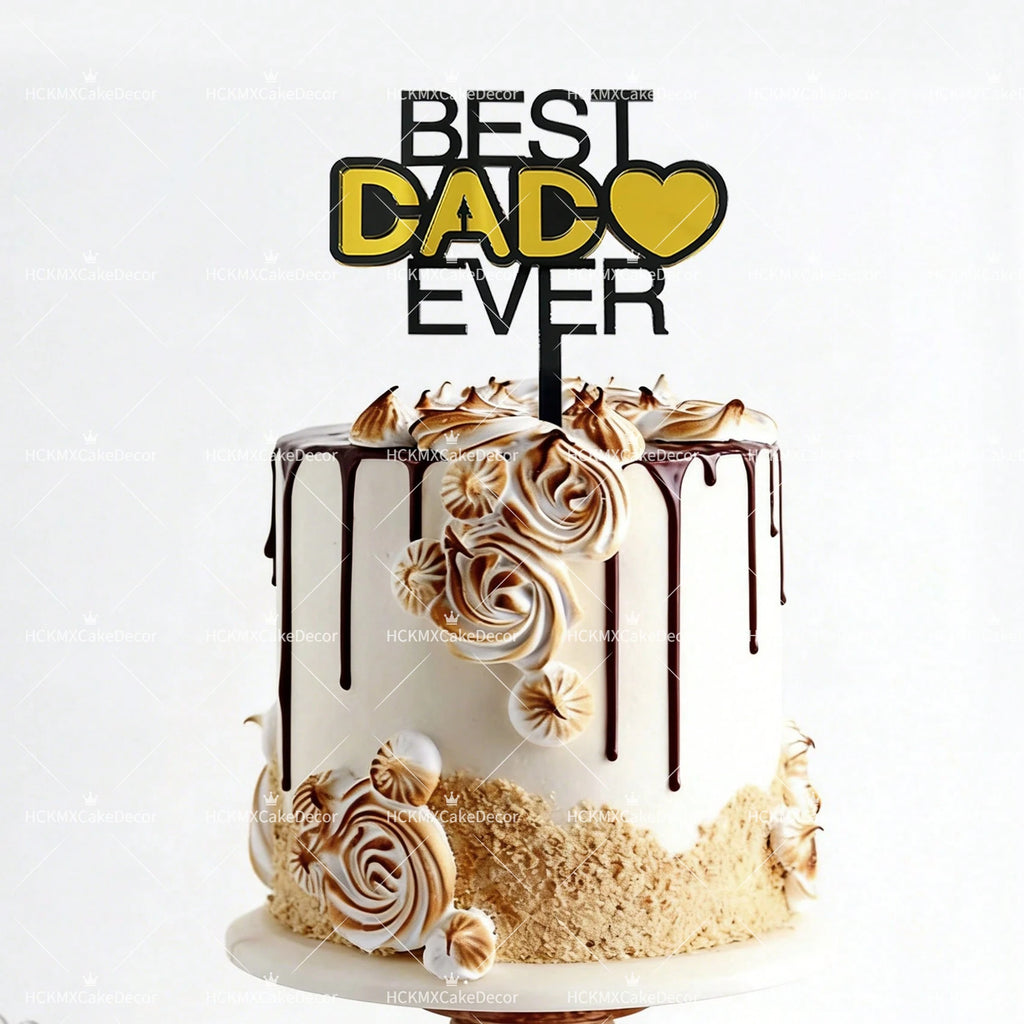 3pcs Happy Fathers Day Acrylic Cake Topper Set Best Dad Ever Cake Decor for Fathers Day Birthday Party Supplies