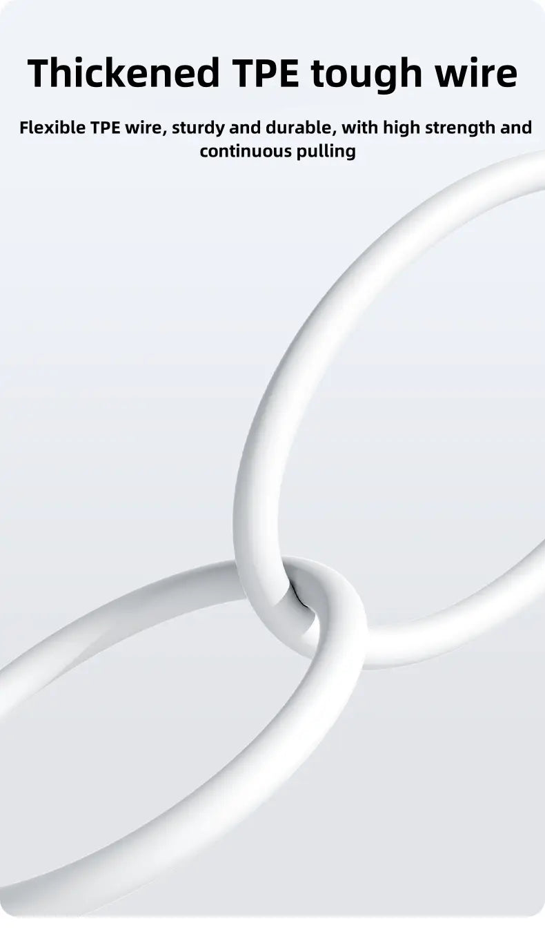 Cable de carga de TPE USB-C para iPhone, engrosado y en color blanco, con un diseño resistente, flexible y sólido para una carga rápida de 35 W.