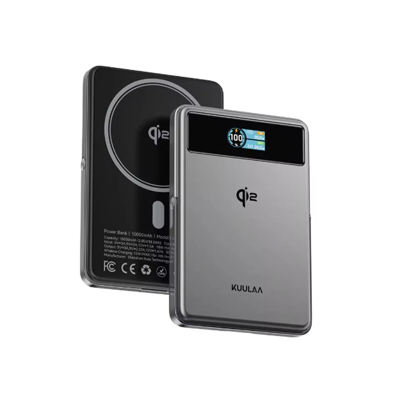 10000mAh Magnetic Power Bank with Screen 15W Wireless Charging & 20W Wired Charging Compatible with iPhone 17, 16, 15, 14, 13