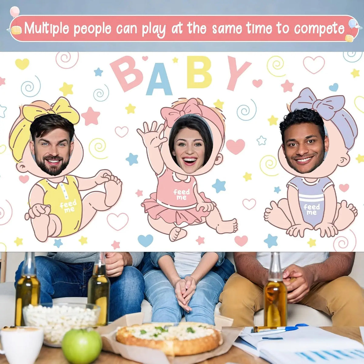 Baby Shower Games Backdrop Feed Me Baby Shower Game Party Background Who is The Babys Daddy Games Banner Funny Bridal Party