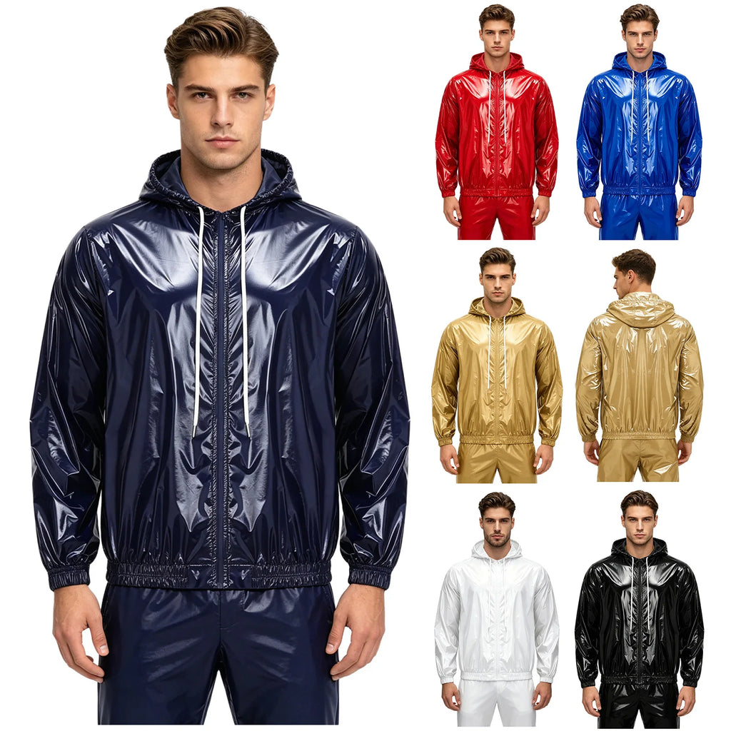 Men Waterproof Raincoat Windbreaker Trench Jacket Long Sleeve Hooded Outerwear for Hiking Fishing Biking Thermal Windbreaker