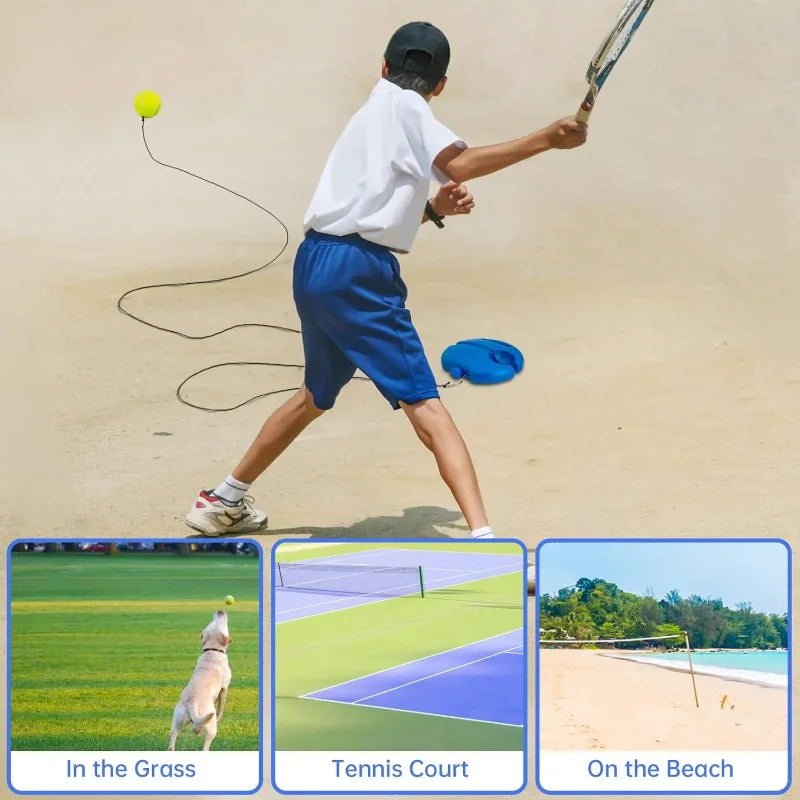 Tennis Trainer Rebound Ball Solo Training Equipment Portable Tennis Rebounder Kit with 1 String Ball for Beginners Exercise