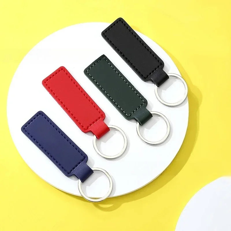 Personalized Name Number PU Leather Keychain Business Gift Pendant Laser Customized Logo Bag Car Key Chain Ring Keyring