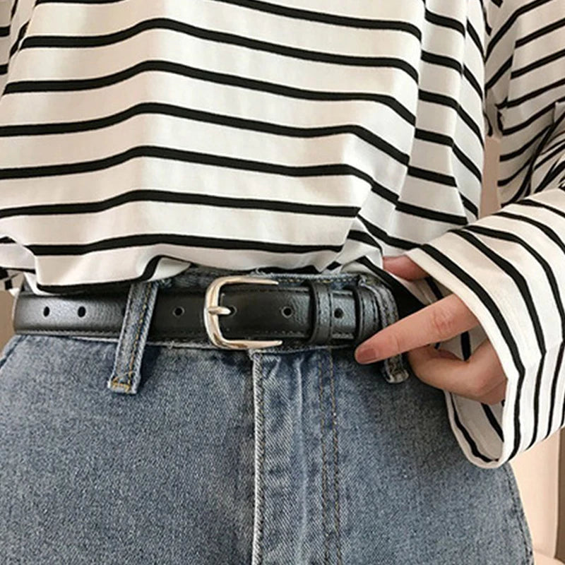 Women Belts PU Leather Simple Metal Buckle Belt Girls Dress Jean Pants Waistband Belts For Lady High Quality Ladies Dress Belt