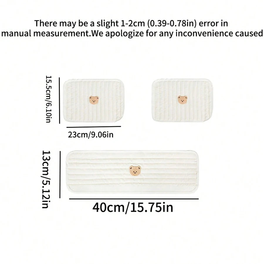 3-piece set of baby stroller accessories - soft stroller handle cover and seat shoulder strap cover, with three-dimensional embroidered patterns, non-slip shoulder pad suitable for baby strollers, making baby's outings more c