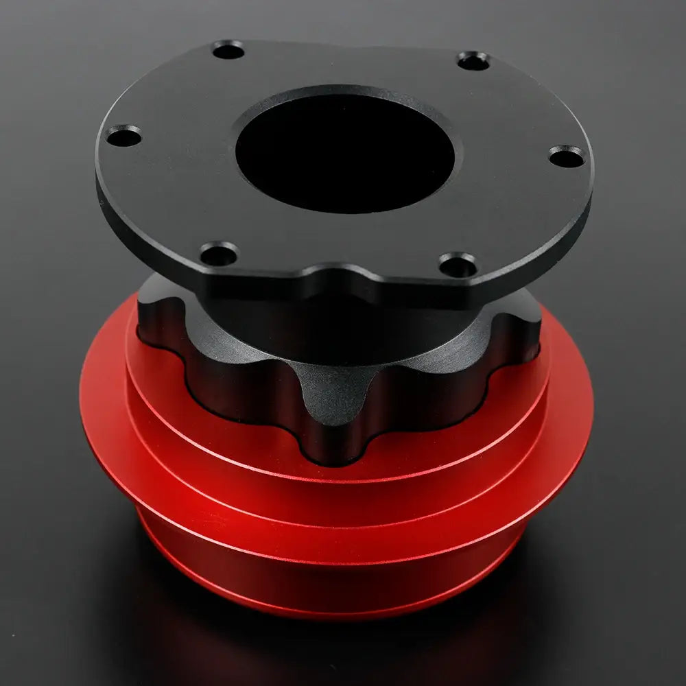 Ensemble de poulie en aluminium rouge et noir avec plaque supérieure à rebords pour l’adaptateur de moyeu à dégagement rapide Fanatec Qr2.