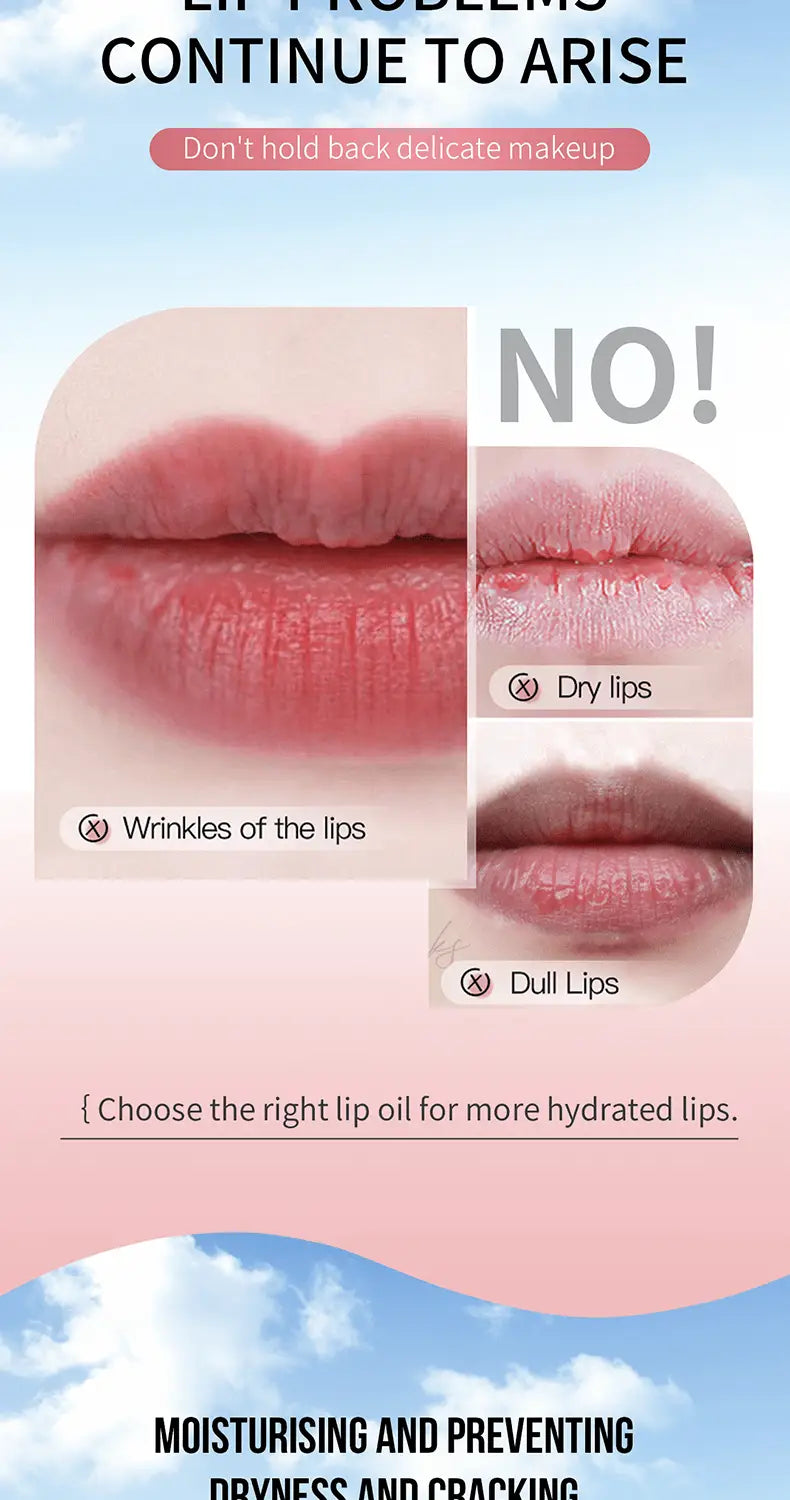 A pink hydrating fruit flavored glossy lip balm in a sleek minimalist bottle with a dropper applicator for targeted application.