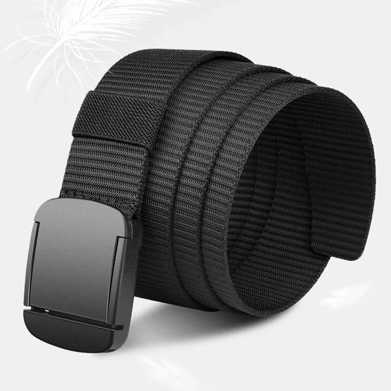 Men's Casual Belt, Non-Metallic Automatic Buckle Canvas Belt, Men's Jeans Belt, Suitable for Outdoor and Daily Matching