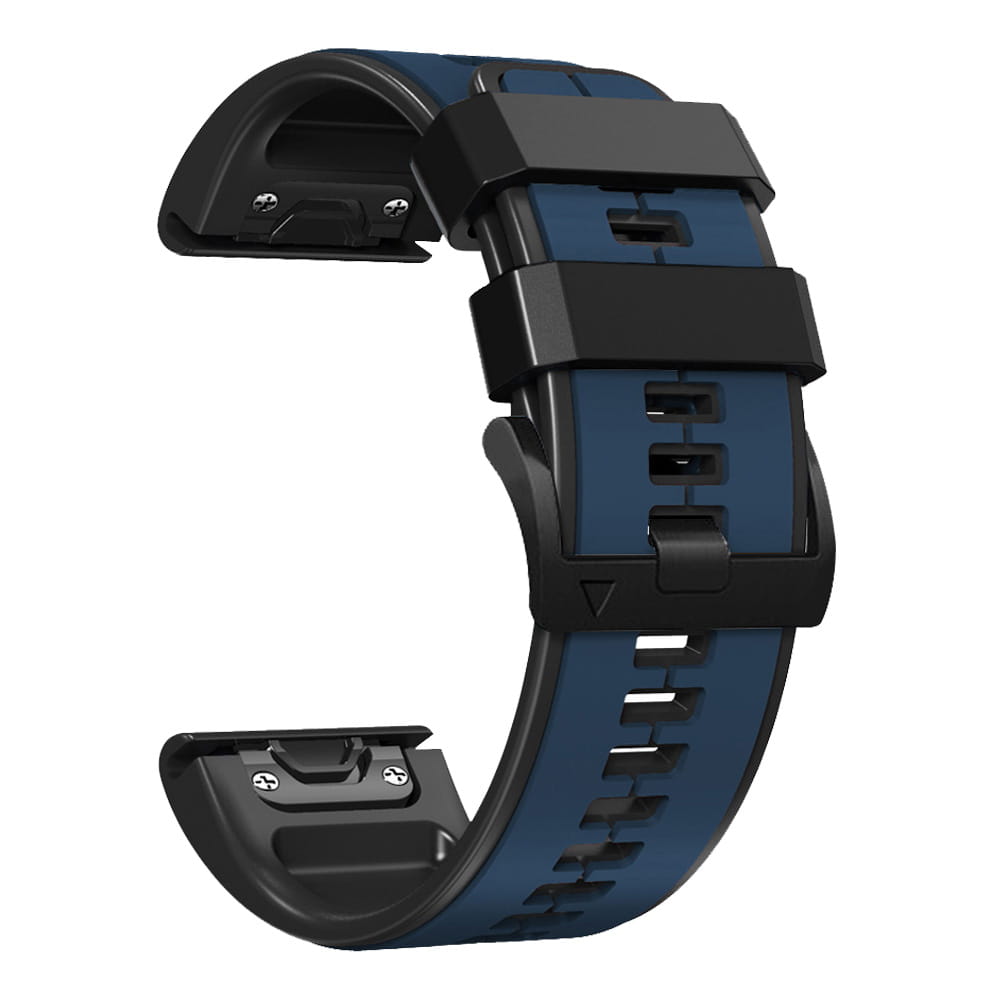 Blaues und schwarzes Silikonarmband mit strapazierfähigem, sportlichem Design für Garmin Fenix- und Garmin Forerunner-Modelle