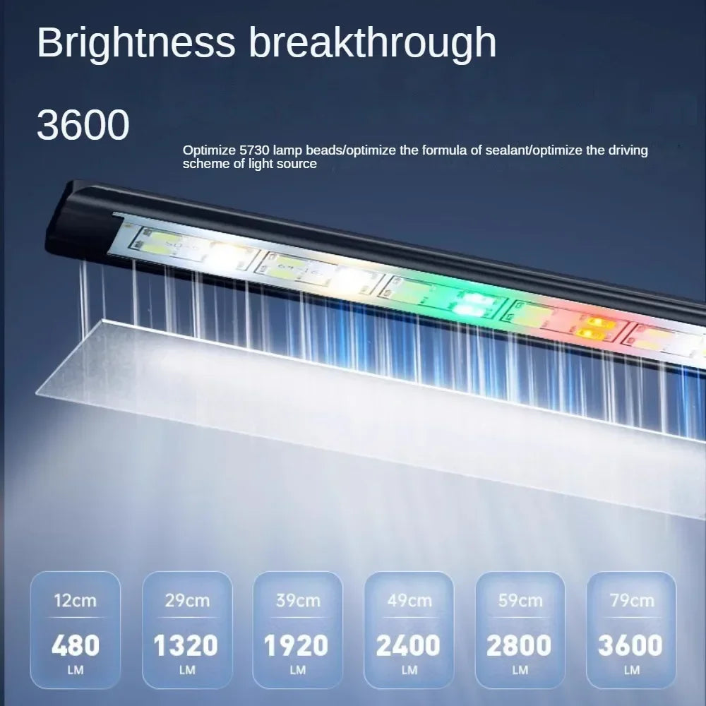 LED Light for Fish Tank Coral Growth Full Spectrum Clear Water Energy Saving Lamp for Aquatic Plants Aquarium Lighting