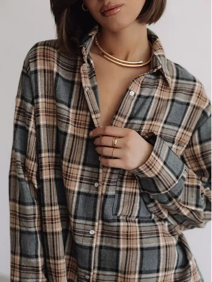 Spring Design Patterned Blazer for Women - New Style Loose-Fitting Casual Shirt with Concealing Bodice and Mid-Length Design