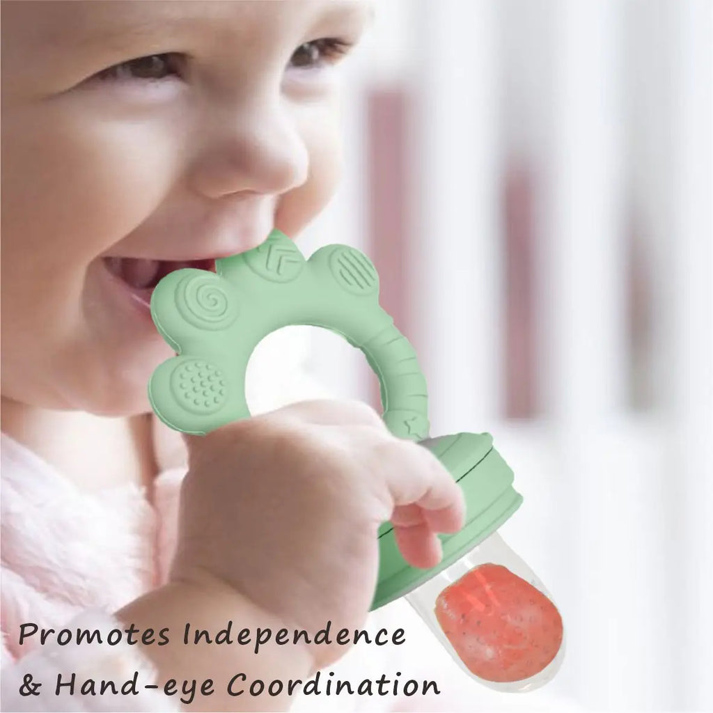 Baby Fruit Food Feeder & Freezer Nibble Tray Combo, Breastmilk Popsicle Molds，BPA Free Silicone Feeder，Infant Self Feeding, 4M+