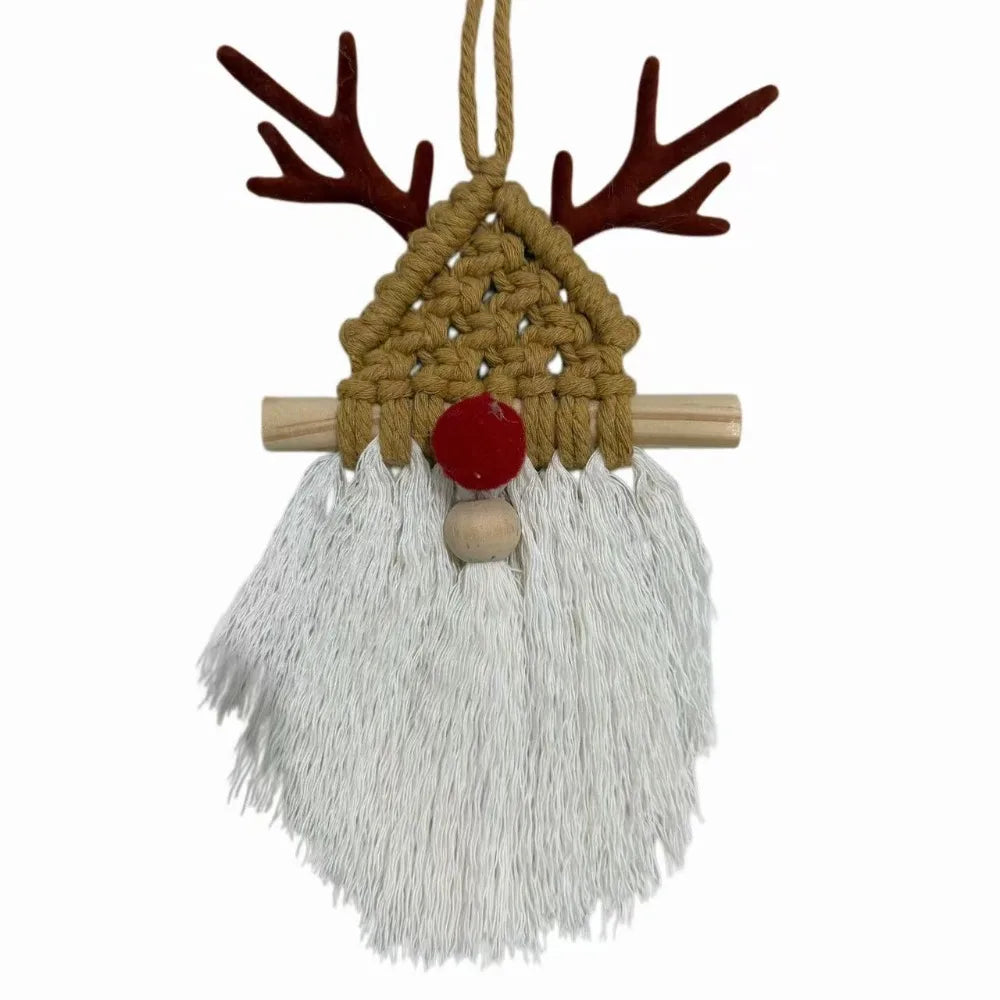 Bohemian Style Wall Decorative Tapestry Handwoven Deer Macrame Wall Hanging Wall Art Tassel Cotton Rope Tapestry Room Decor