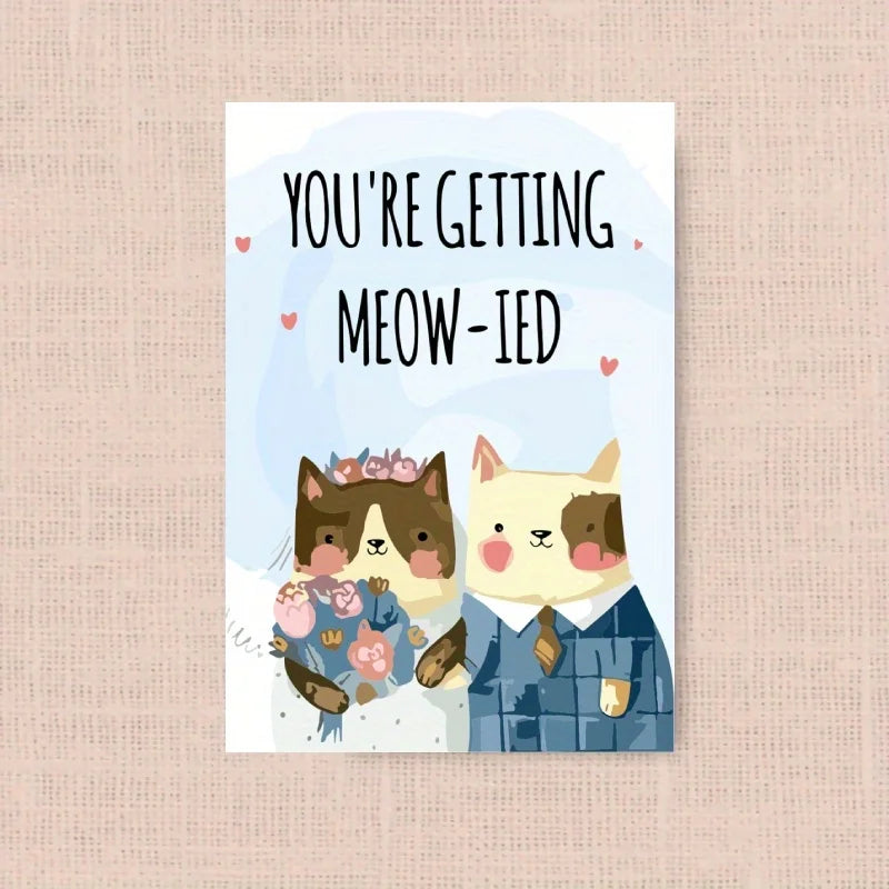 1PC Funny Wedding Anniversary Card Cute Cat Couple Greeting Card for Wife And Husband