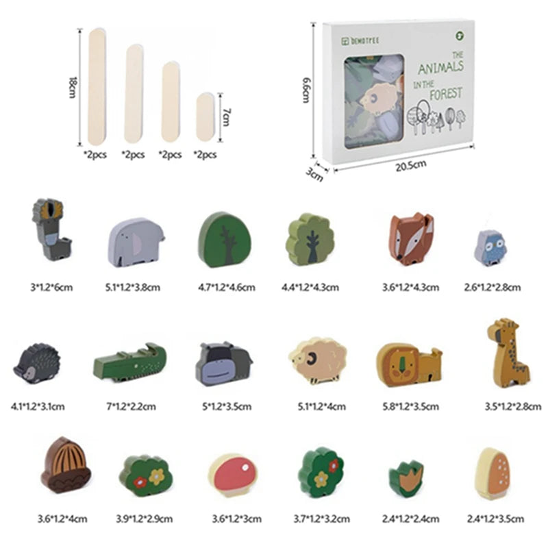 Montessori Wooden Stacked Building Block Toy Cartoon Animal Balancing Block Baby Early Education Educational Toys Gifts For Baby
