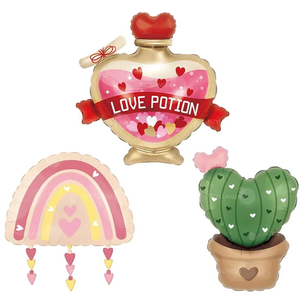 Valentine's Day Balloon Love Cactus Love Rainbow Aluminum Film Balloon Valentine's Day Wedding Birthday Balloon Decoration