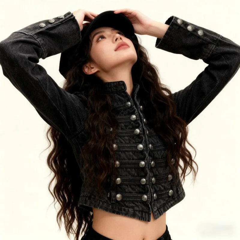Blouse Jacket Women Spring/Autumn Cropped Denim American-style Slim-fit Casual Minimalist Comfortable Niche Premium Distinctive