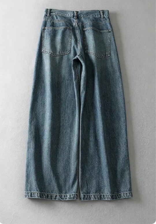 Women Pants Casual Streetwear High Waist Jeans Wide Leg Trousers Loose Daily Walking Denim Pant zip jeans pantalon y2k