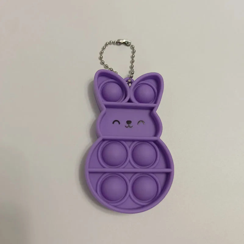 Easter Cartoon Keychain Silicone Rabbit Finger Decompression Toy Backpack Pendant Fidget Toy Fidgets Toys Squeeze