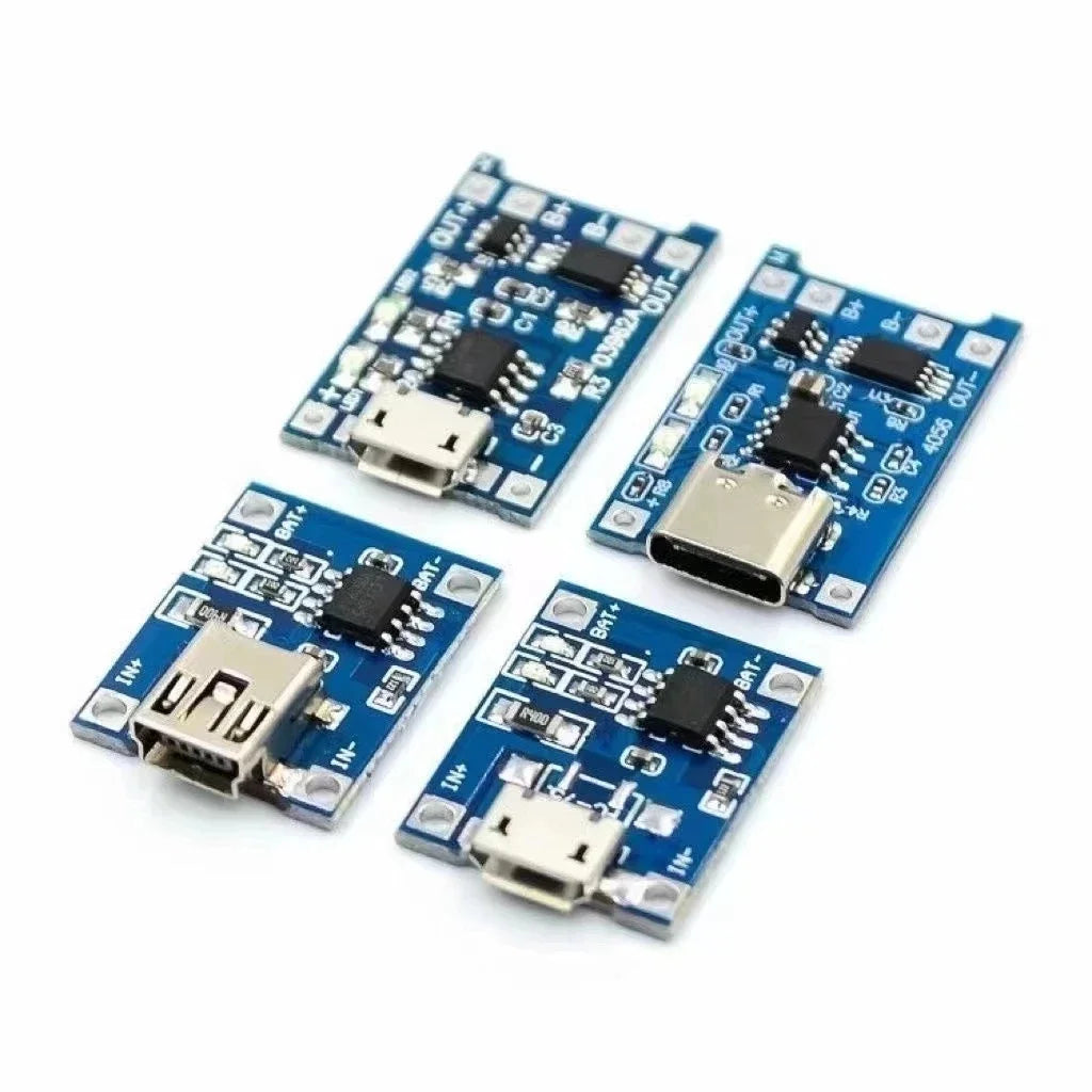 Micro USB/Type C 5V 1A Charger Board with Dual Protection Functions 18650 Charging Module Lithium Battery Module Battery Holder