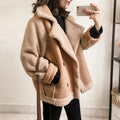 Women Autumn Winter Lamb Wool Sheepskin Coat Fur One-piece Thickened Jacket Women Warm Coat Oversized