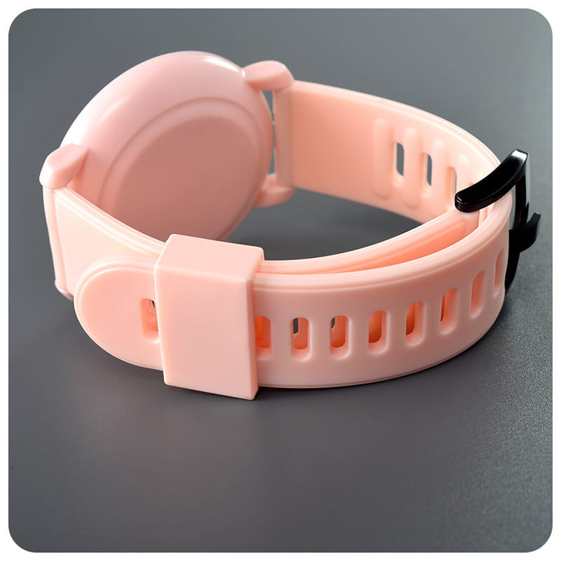 pink silicone watch band with black buckle for girls digital sports waterproof led wristwatch