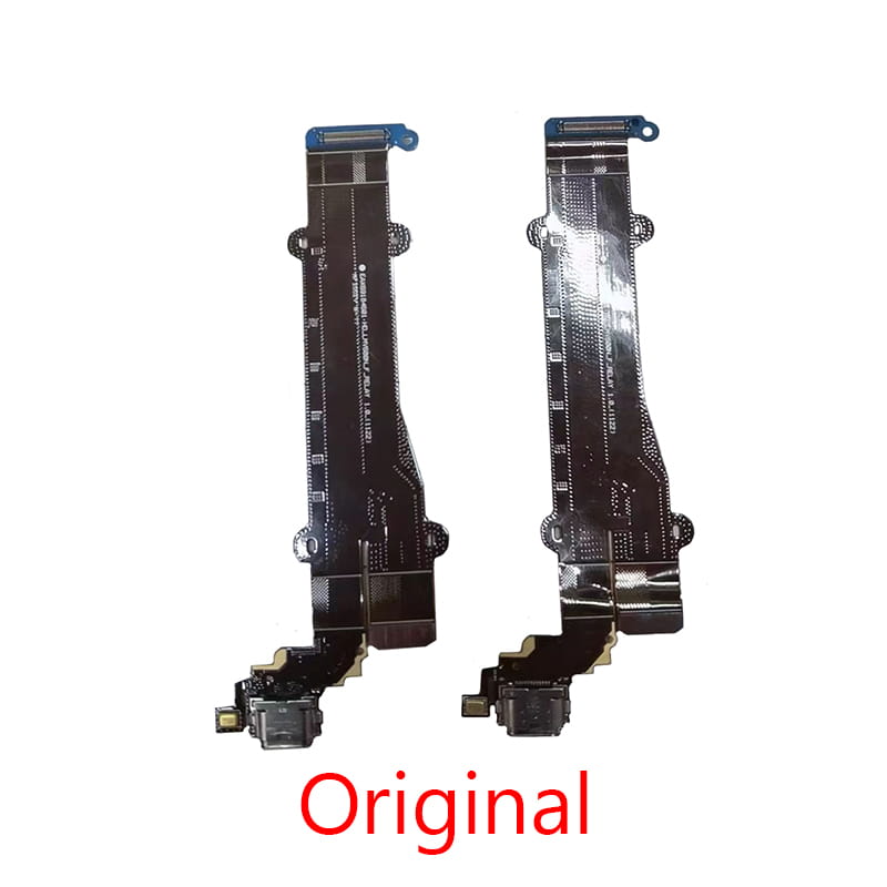 Two black usb charging flex cables with metallic connectors and blue plastic tabs for lg v60 thinq lmv600ea.