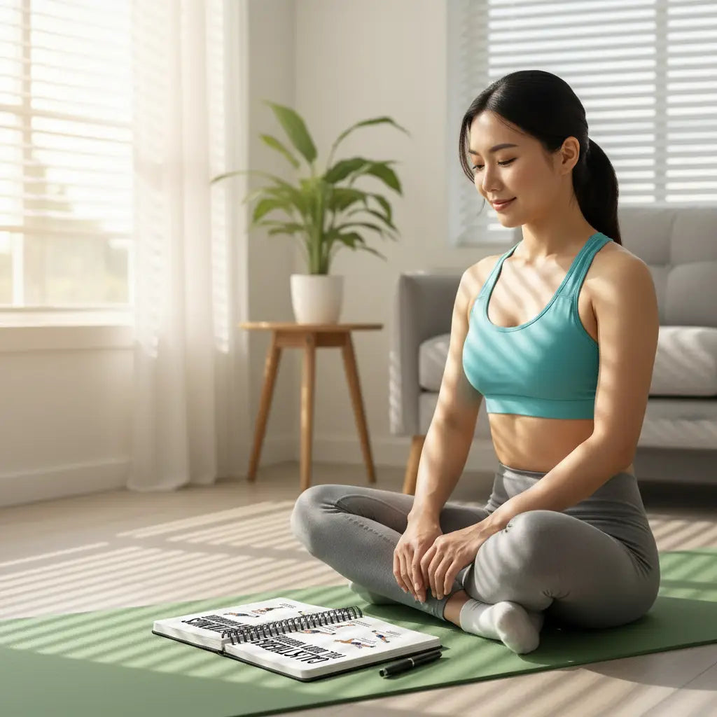 Teal sports bra with racerback design and seamless fabric featured in the calisthenics workout journal and fitness planner.