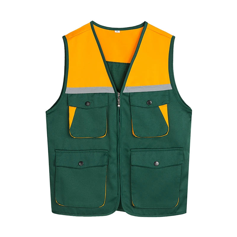 Men's Outdoor Vest Hiking Fishing Hunting Photography Multi-Pockets Multi-Function Maintenance Worker Waistcoat Print Logo