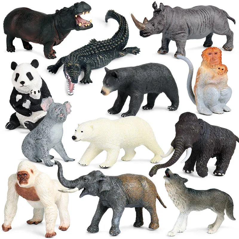 Simulated Wildlife Animal Model Soft Rubber Elephant Tiger Lion Cow Sheep Polar Bear Gorilla Hippo Children's Decompression Toys