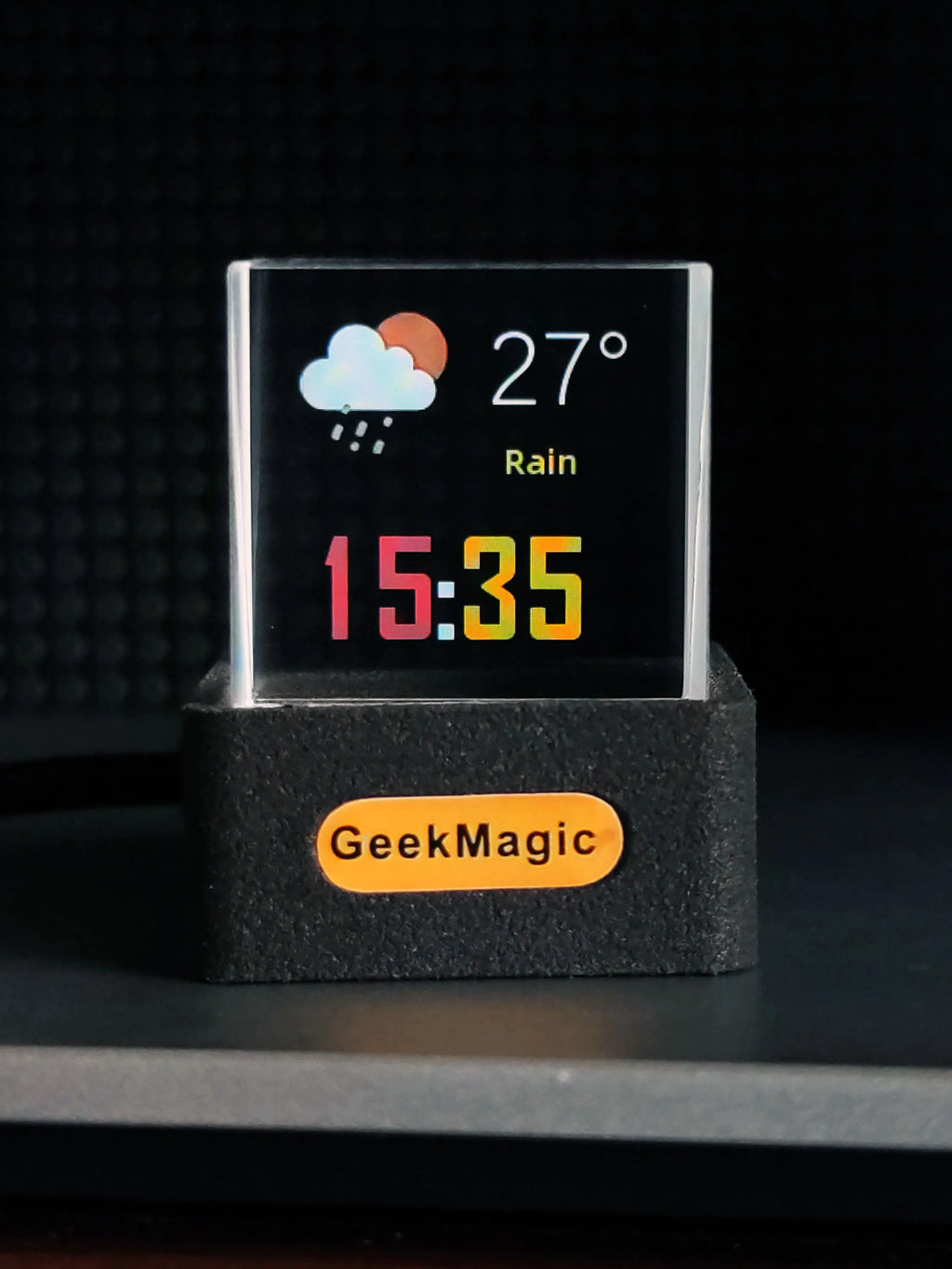 GeekMagic GIFTV Crystal Holographic Desktop Decoration Smart Weather Station Digital Clock with GIF Animations