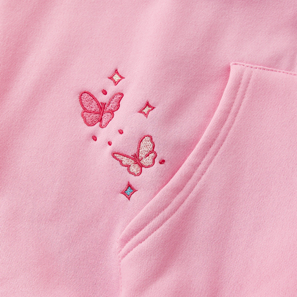 Classic Women's Embroidered Hoodies Casual Cozy Stylish Floral Letter Pattern Long Sleeve Loose Fit Hooded Sweatshirt