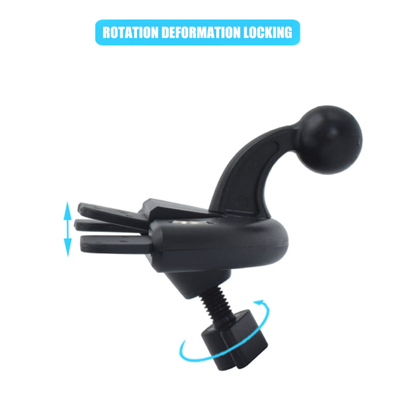 Black plastic magnetic cd slot car phone mount with spherical ball joint and adjustable clamp mechanism for mini gps and iphone use
