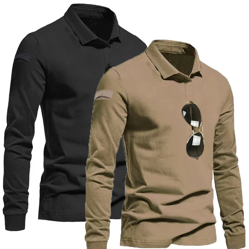 Men's Quick Dry Pullover Long Sleeve Shirts Summer Plus Size Breathable Clothes Tactical Elastic Plain Turn-down T-shirts