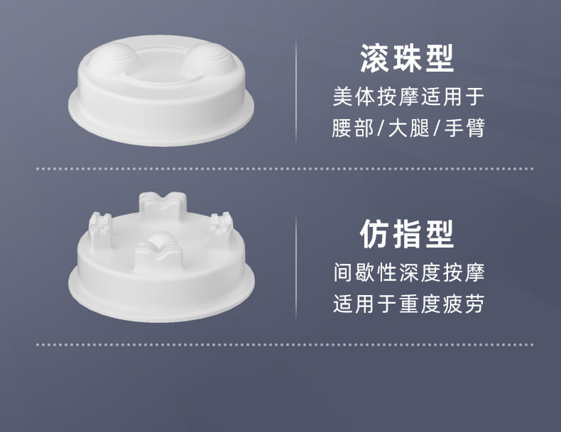 携帯型振動ボディ脂肪減少マシン用の、丸みのあるドーム形状デザインの白色プラスチック製マッサージヘッド（身体または脚の使用向け）。