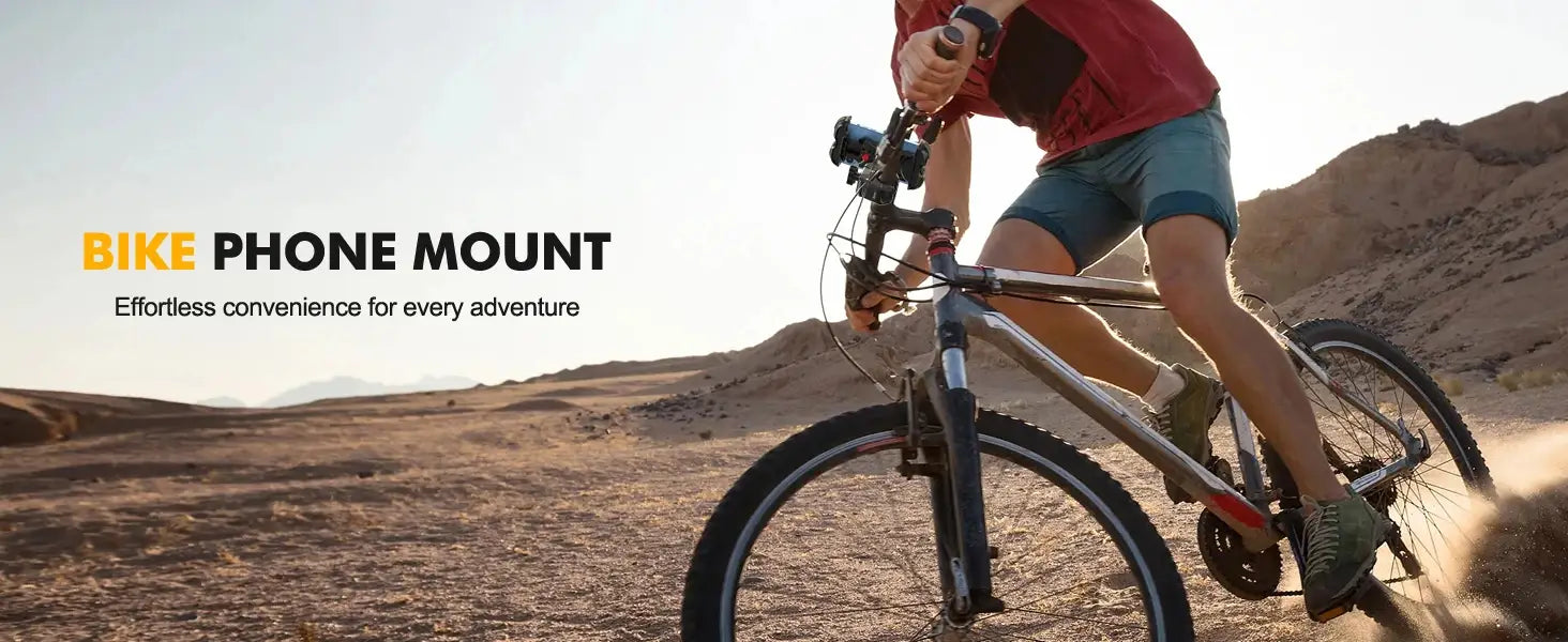 Support de téléphone pour vélo argenté avec des accents noirs et une fonction de rotation à 360 degrés, conçu pour fixer et utiliser facilement et en toute sécurité un smartphone pendant les trajets