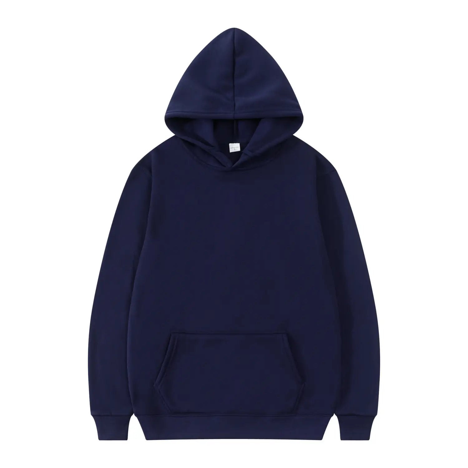 Sudadera con capucha informal para hombre color azul marino, con bolsillo frontal y puños acanalados, ideal para un uso diario cómodo.