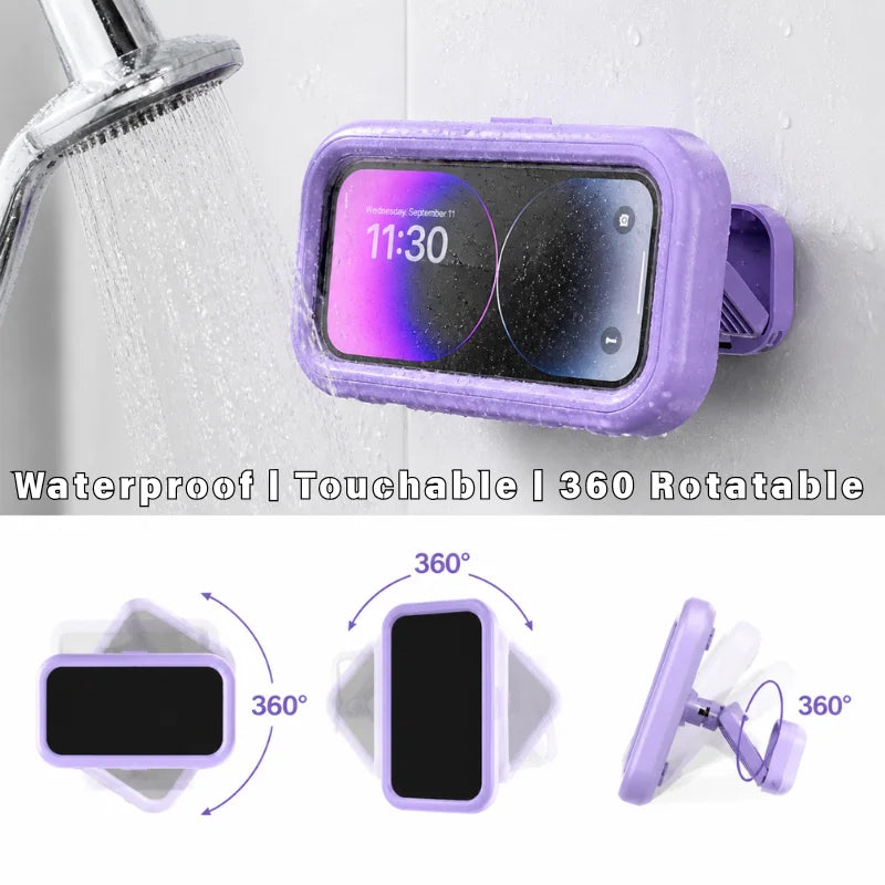 Touch Screen Waterproof Bathroom Phone Holder 360 Degree Rotatable Wall Mount Lazy Phone Case for Bathroom Toilet Drama Watching