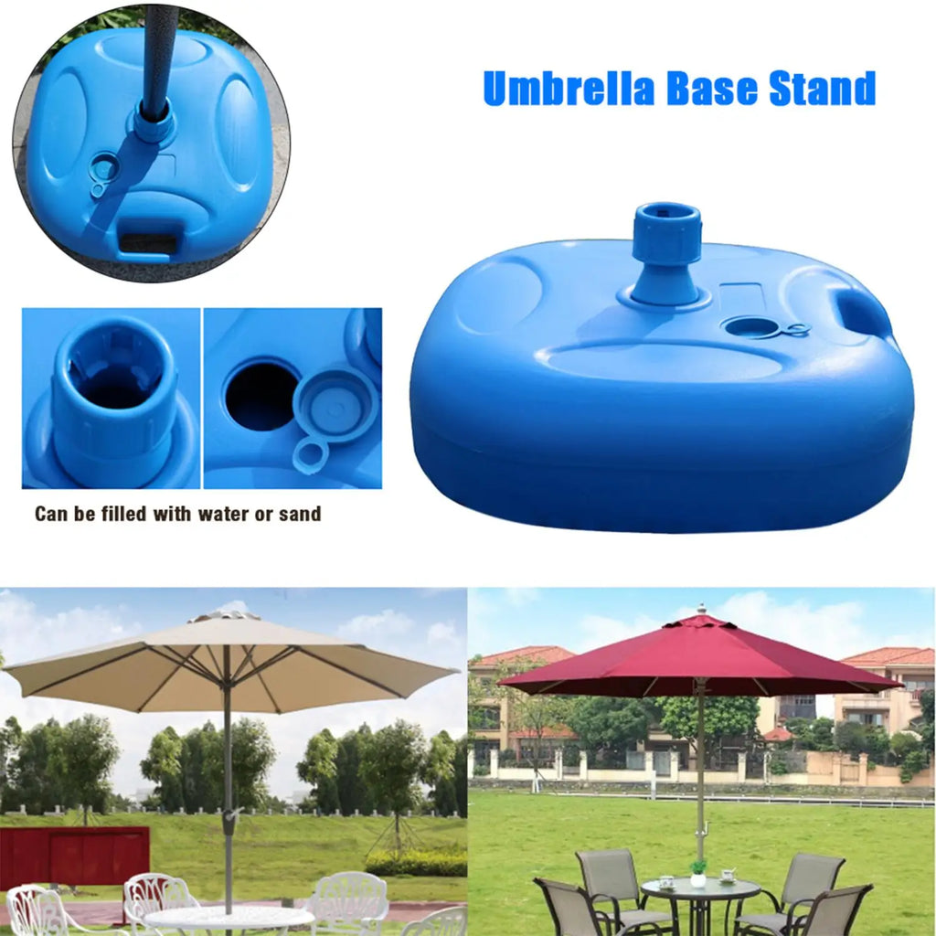 Outdoor Parasol Base Plastic Sunshade Umbrella Stand Stable Sand Water Fillable Patio Holder for Balcony Garden Terrace