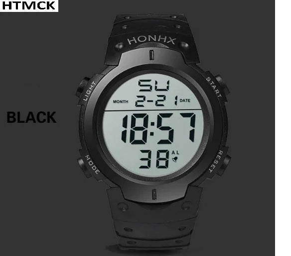 Men's LED Digital Sports Watch Multi‑Function Rubber Strap Electronic Wristwatch Fitness Sport Timekeeping Watch forDailyOutdoor