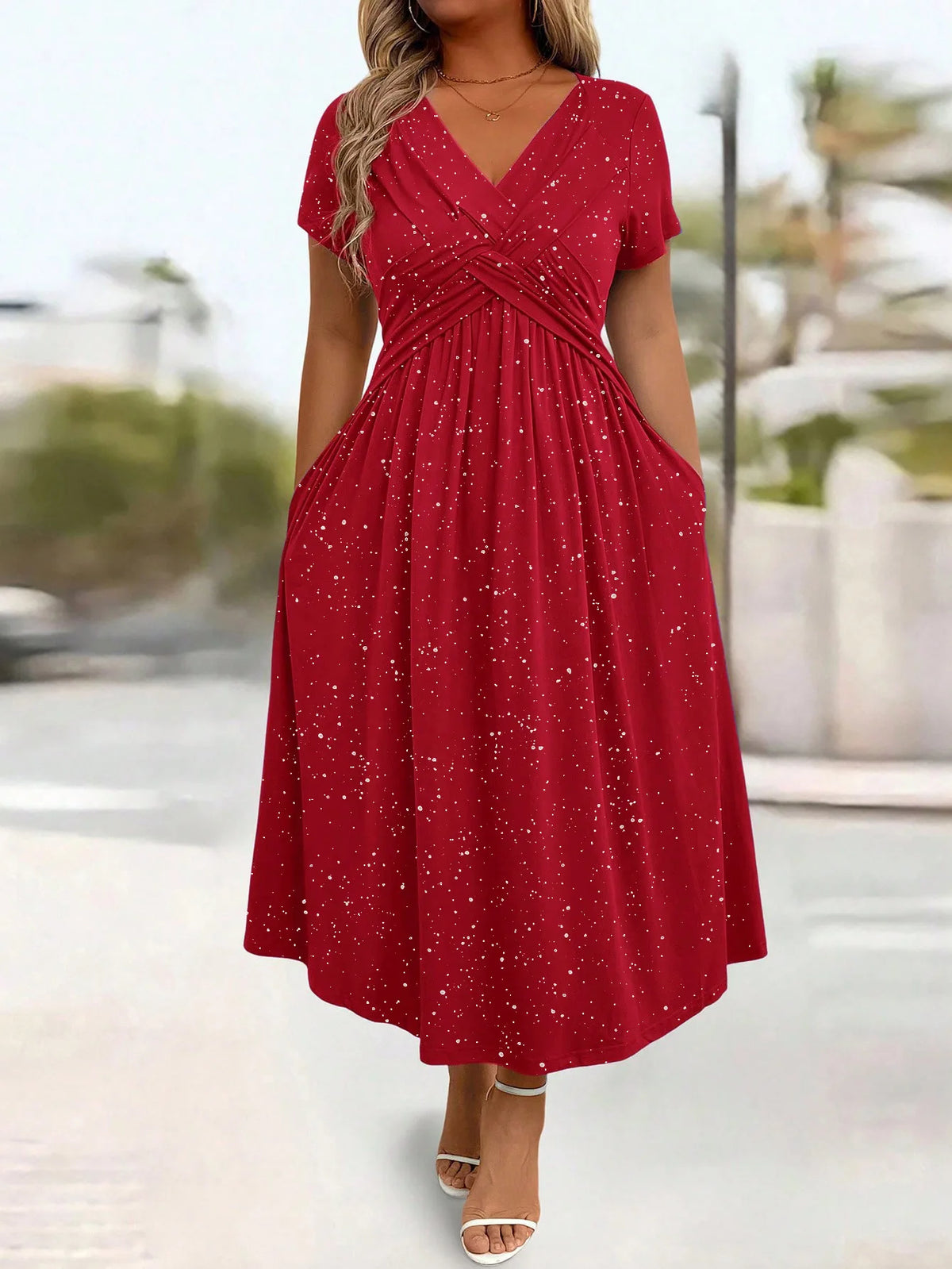 Vestidos De Mujer Casuales V Neck Short Sleeve Pocket Hem Elegant Dress Women's Summer New Formal Evening Fashion Hem Long Dress